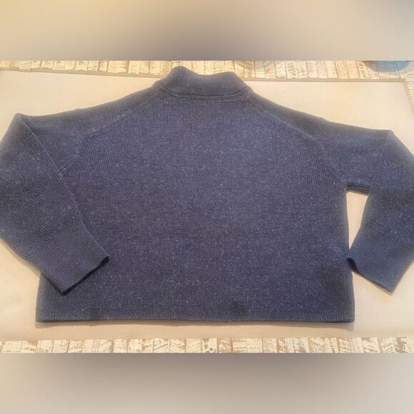 Lululemon Women's Blue Merino Wool-Blend Ribbed Mock Turtleneck Sweater Size 6 - Picture 1 of 8